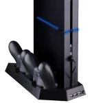4-in-1 PS4 Vertikalständer mit Lüfter, USB-Hub und Ladestation für 2 Controller