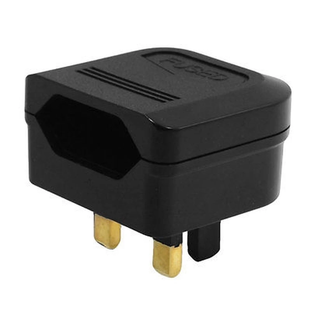 Euro-Stecker auf UK-Adapter mit Sicherung - 2-polig auf 3-polig
