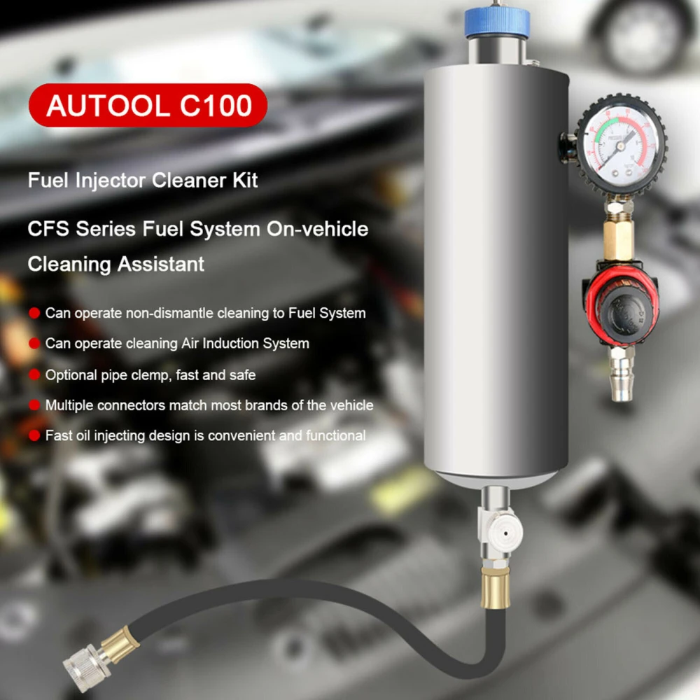 AUTOOL C100 Benzin-Einspritzdüsenreiniger mit Adaptern