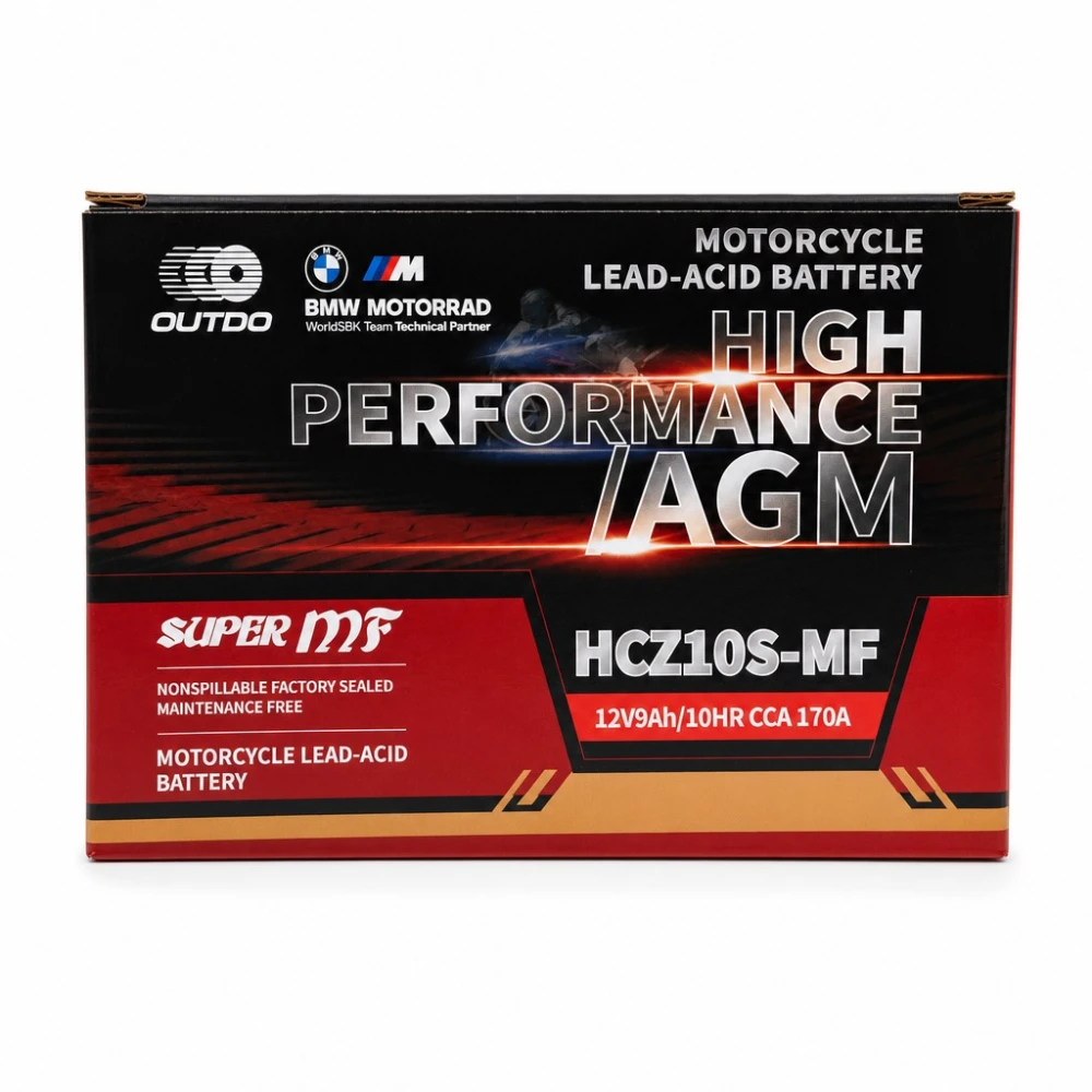 Motorradbatterie AGM 12V 9Ah OUTDO HCZ10S-MF - Kompatibel Yuasa YTZ10S(-BS) / GTZ10S / ETZ10S