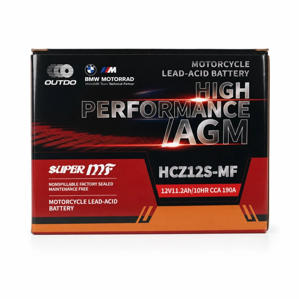 Motorradbatterie AGM 12V 11.2Ah OUTDO HCZ12S-MF - Kompatibel Yuasa YTZ12S(-BS) / GTZ12S / ETZ12S