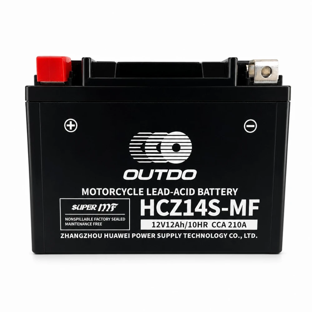 Motorradbatterie AGM 12V 12Ah OUTDO HCZ14S-MF - Kompatibel Yuasa YTZ14S(-BS) / GTZ14S / ETZ14S