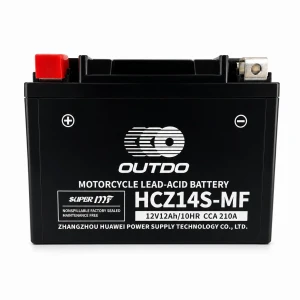 Motorradbatterie AGM 12V 12Ah OUTDO HCZ14S-MF - Kompatibel Yuasa YTZ14S(-BS) / GTZ14S / ETZ14S