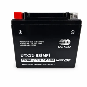 Motorradbatterie AGM 12V 10Ah OUTDO UTX12-BS(MF) - Kompatibel Yuasa YTX12-BS / GTX12-BS / ETX12-BS