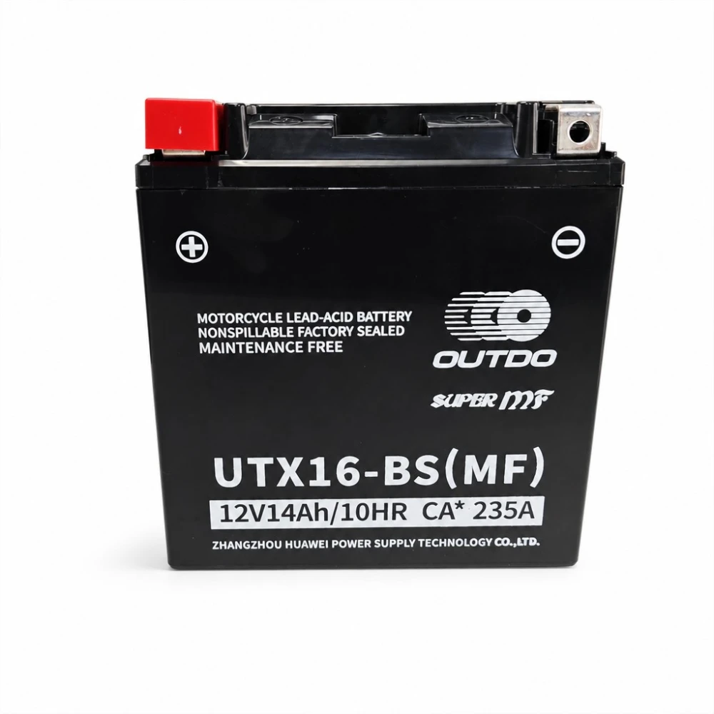 Motorradbatterie AGM 12V 14Ah OUTDO UTX16-BS(MF) - Kompatibel Yuasa YTX16-BS / GTX16-BS / ETX16-BS / 16-B