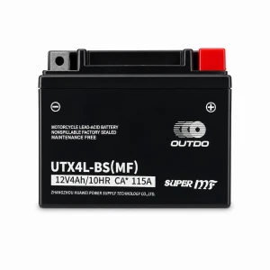 OUTDO Motorradbatterie AGM 12V 4Ah OUTDO UTX4L-BS(MF) - Kompatibel Yuasa YTX4L-BS / GTX4L-BS / ETX4L-BS