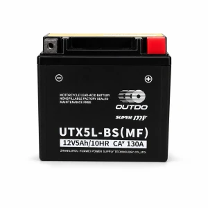 Motorradbatterie AGM 12V 5Ah OUTDO UTX5L-BS(MF) - Kompatibel Yuasa YTX5L-BS / GTX5L-BS / ETX5L-BS