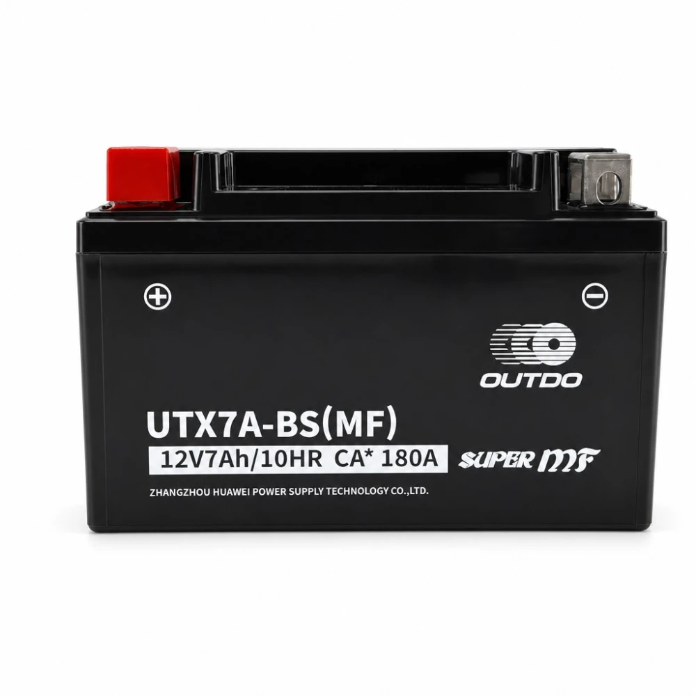 Motorradbatterie AGM 12V 7Ah OUTDO UTX7A-BS(MF) - Kompatibel Yuasa YTX7A-BS / GTX7A-BS / ETX7A-BS