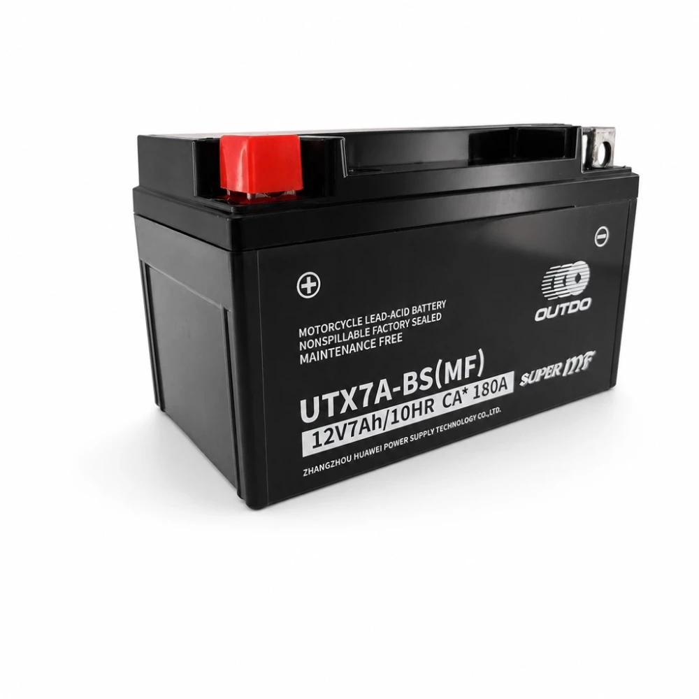 Motorradbatterie AGM 12V 7Ah OUTDO UTX7A-BS(MF) - Kompatibel Yuasa YTX7A-BS / GTX7A-BS / ETX7A-BS