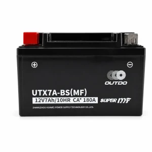 OUTDO Motorradbatterie AGM 12V 7Ah OUTDO UTX7A-BS(MF) - Kompatibel Yuasa YTX7A-BS / GTX7A-BS / ETX7A-BS