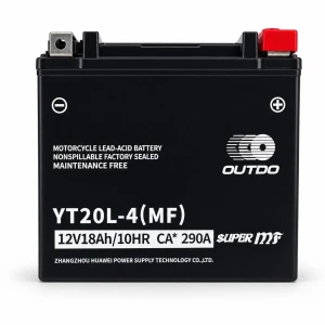 Motorradbatterie AGM 12V 18Ah OUTDO YT20L-4(MF) - Kompatibel Yuasa YTX20L-BS / GTX20L-BS / ETX20L-BS / Y50-N18L-A