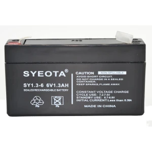 Songyuan Wiederaufladbare Bleiakku 6V 1.3Ah für Einbruch- und Brandmeldeanlagen SY6V1.3