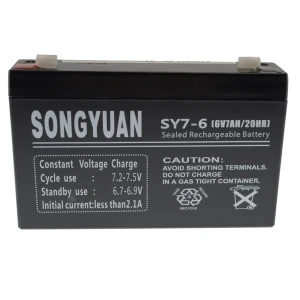 Songyuan Versiegelter Bleiakku 6V 7Ah SY7-6 für Alarmanlagen und USV