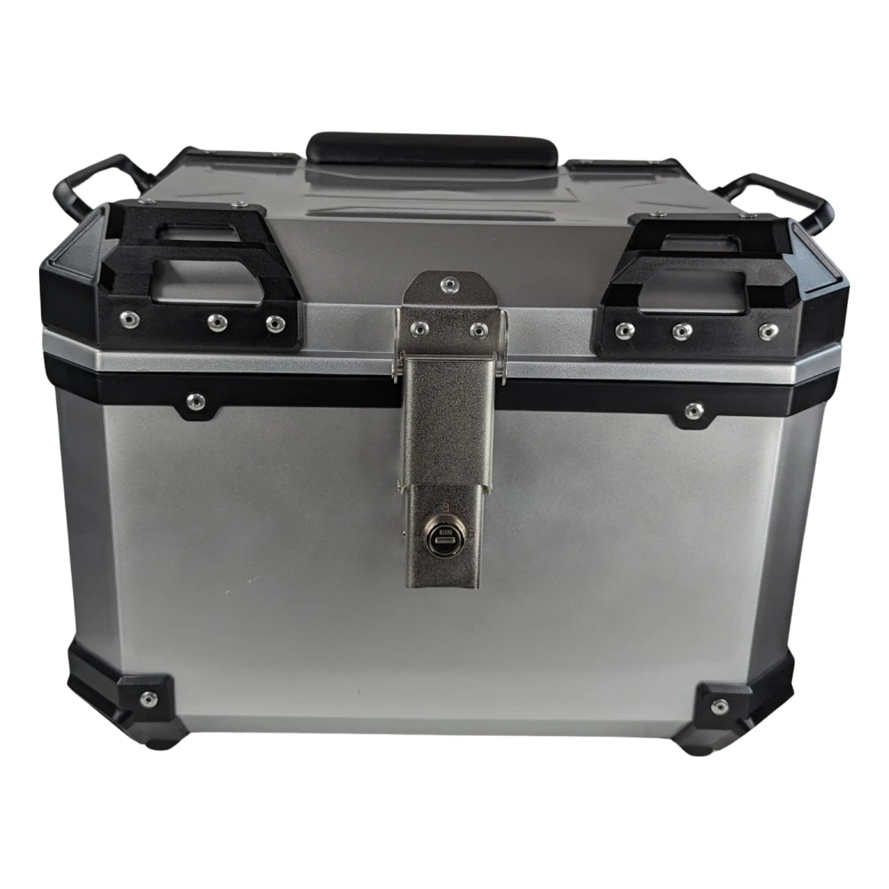 Universales Motorrad-Topcase 45L silber - quadratischer Helmkoffer für 1 Helm