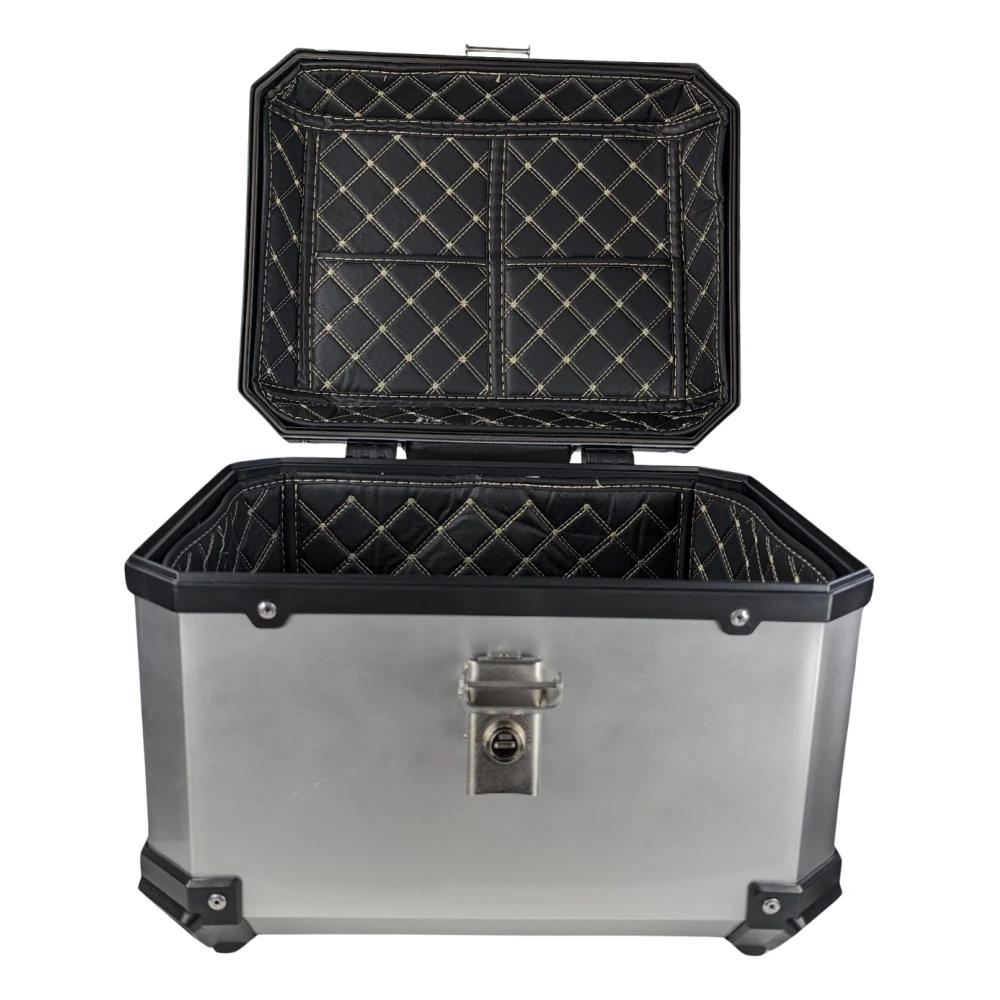 Universales Motorrad-Topcase 45L silber - quadratischer Helmkoffer für 1 Helm