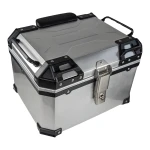 Universales Motorrad-Topcase 45L silber - quadratischer Helmkoffer für 1 Helm