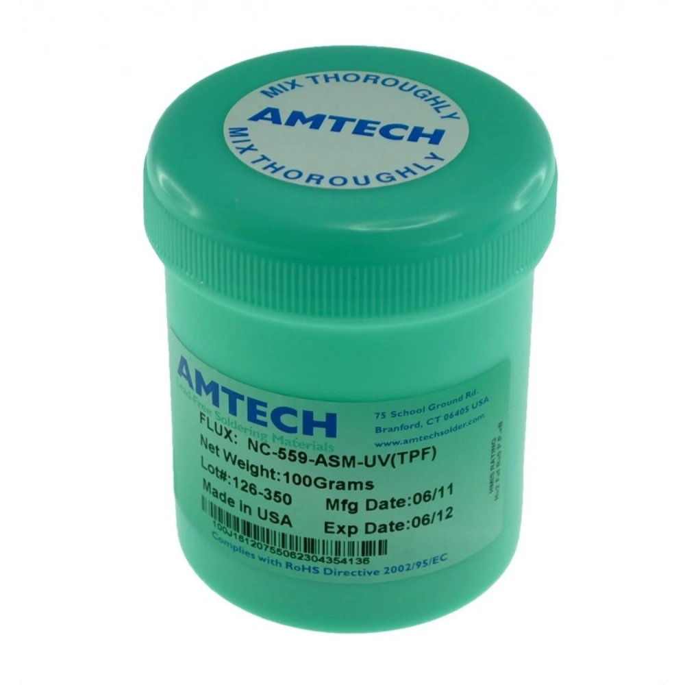 Detalle del código de barras en el Bote 100cc Amtech NC-559-ASM-TPF(UV) solder flux