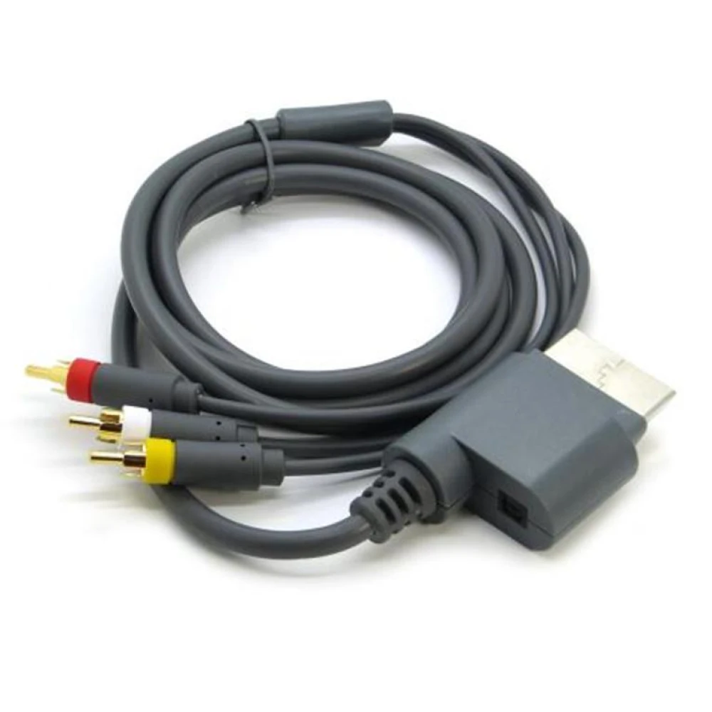 Vista del cable AV RCA para Xbox 360 con conectores compuestos A/V