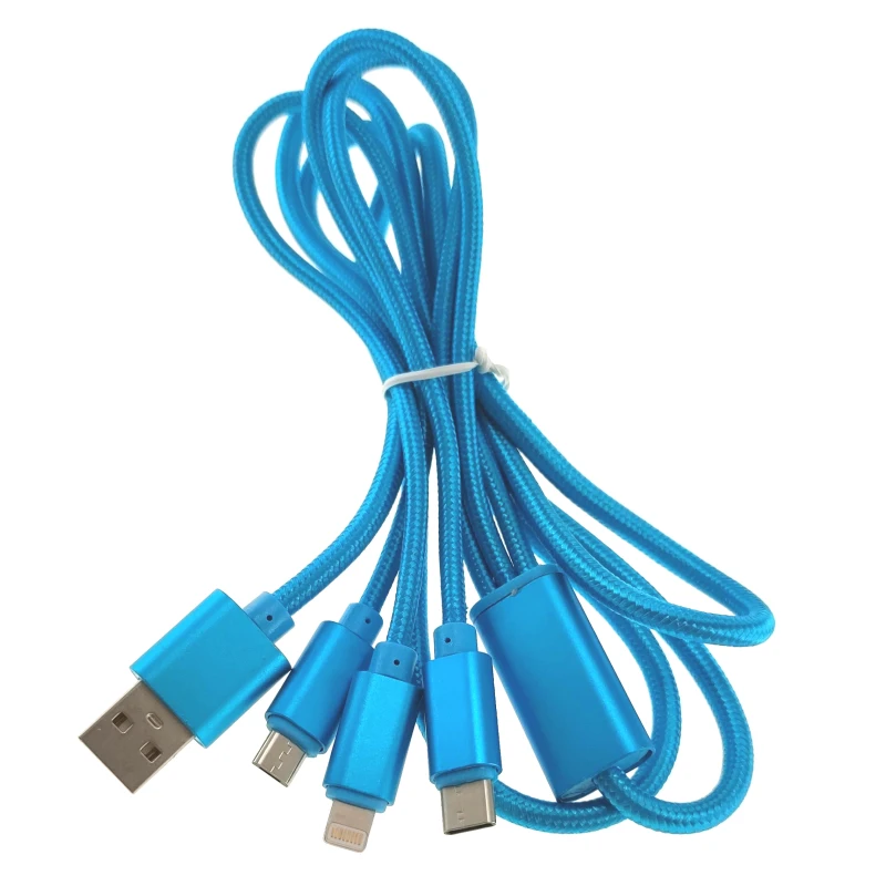 3-in-1 Ladekabel Micro-USB USB-C Lightning 1,2 m für Schnellladen
