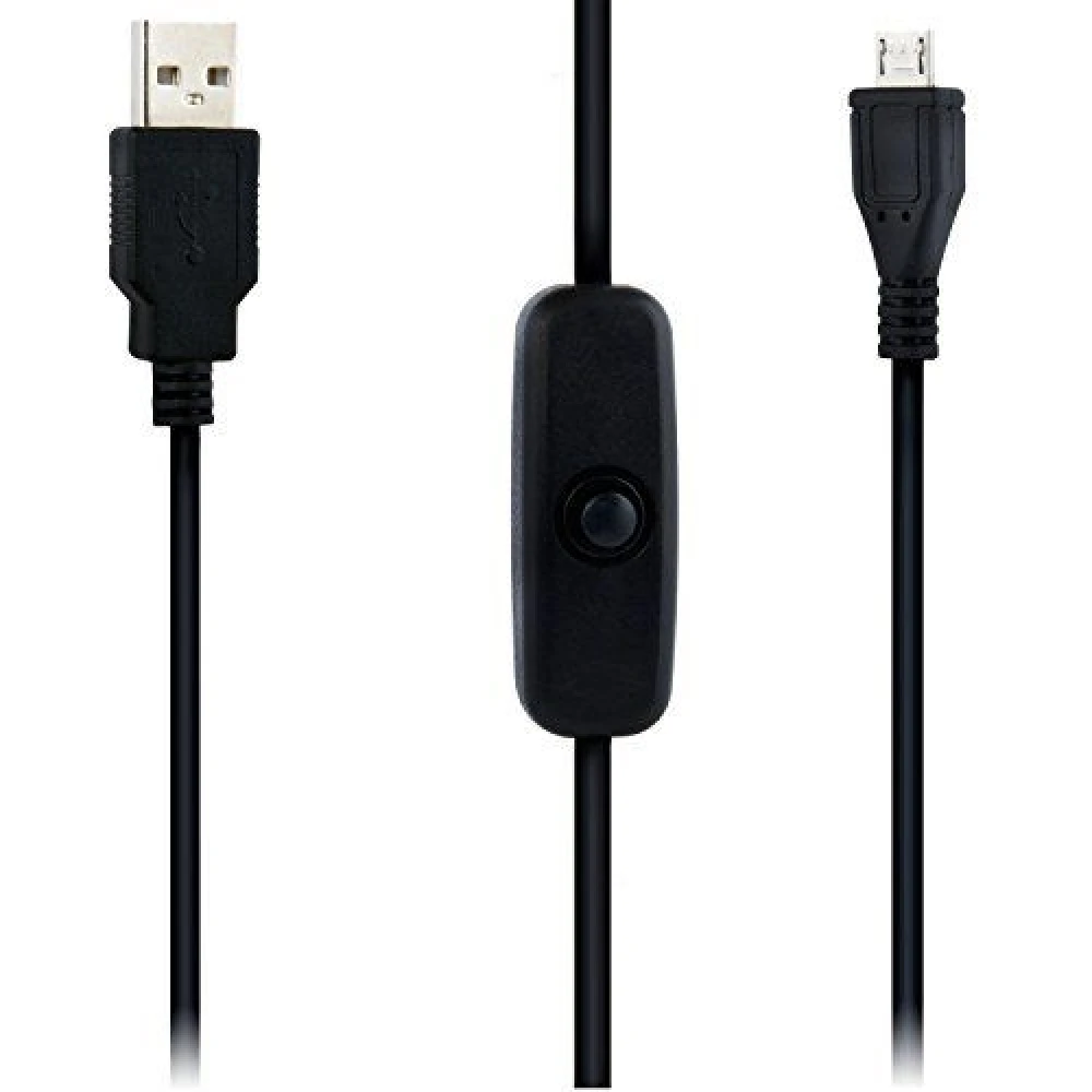 USB-A-auf-Micro-USB-Kabel mit Schalter für Raspberry Pi 1m Schwarz