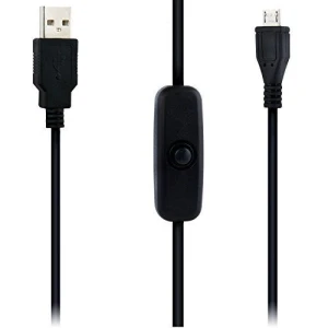 USB-A-auf-Micro-USB-Kabel mit Schalter für Raspberry Pi 1m Schwarz