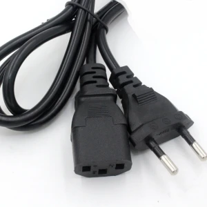 Netzkabel 1,2m mit Flachstecker 2-polig und geradem C13 für PC