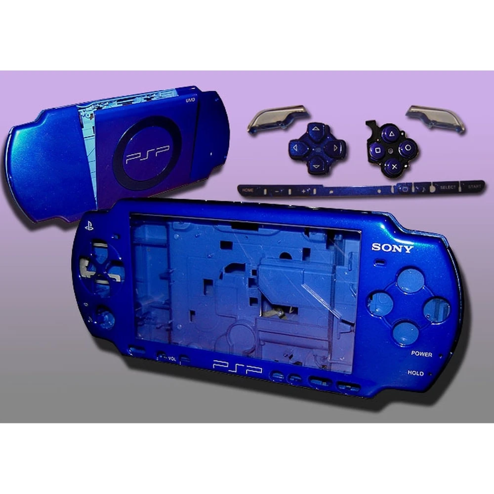 Komplettes Gehäuse für PSP2000 in Elektroblau mit Tasten für Reparatur und Individualisierung