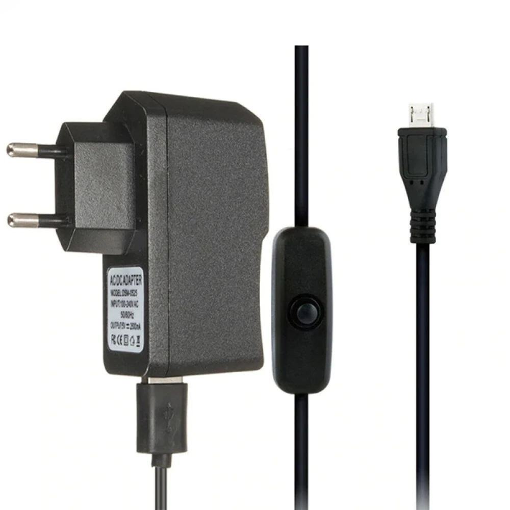 Micro-USB-Netzteil für Raspberry Pi 3 mit Kabel und Schalter 5V 2.5A