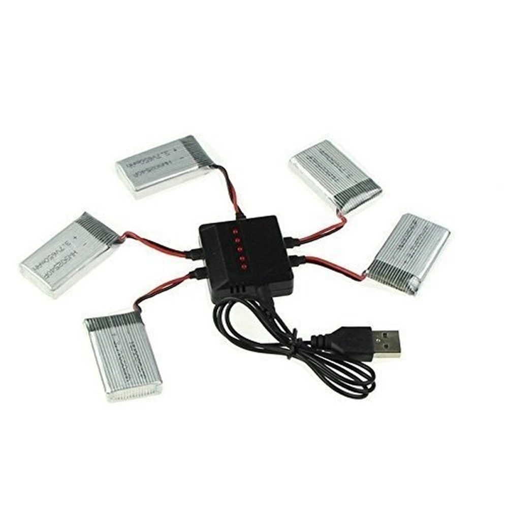 USB-Ladegerät für 5 Akkus gleichzeitig für den Syma X5C Quadrocopter und kompatible Modelle