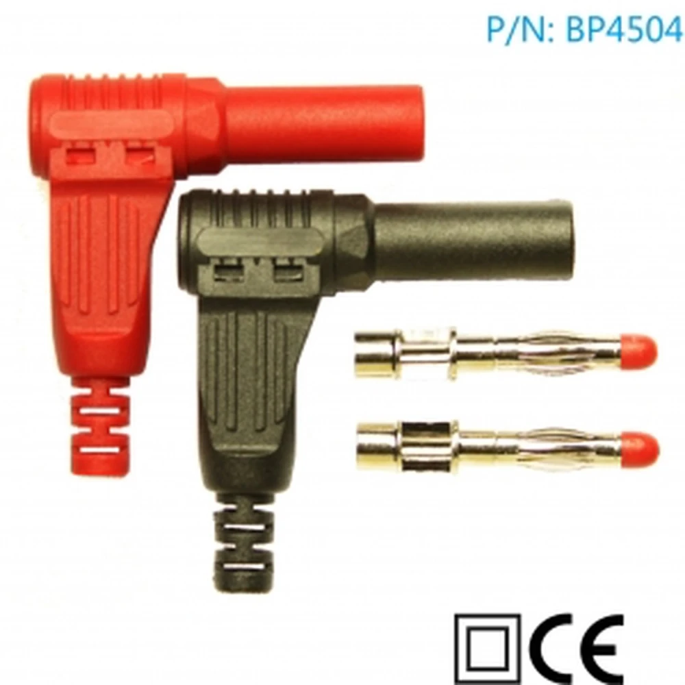 4mm Bananenstecker 90 Grad BP4504 (1 rot und 1 schwarz) Amass