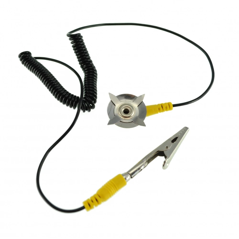 Erdungsanschluss für Antistatikmatte mit Klemme und 4mm-Bananenstecker