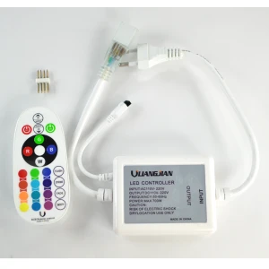 RGB LED-Controller für 220V mit Dimmer und IR-Fernbedienung, 24 Tasten