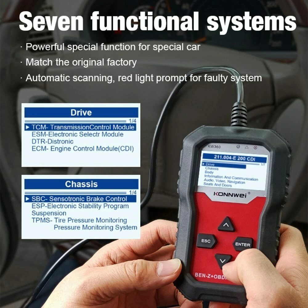 Mercedes-Benz Diagnosescanner Konnwei KW360 12V Komplettsystem