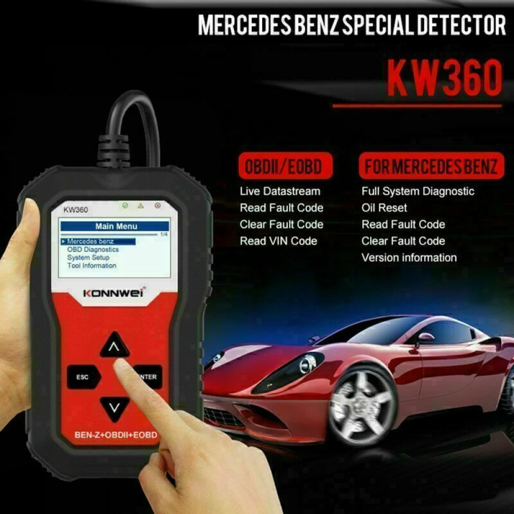 Mercedes-Benz Diagnosescanner Konnwei KW360 12V Komplettsystem