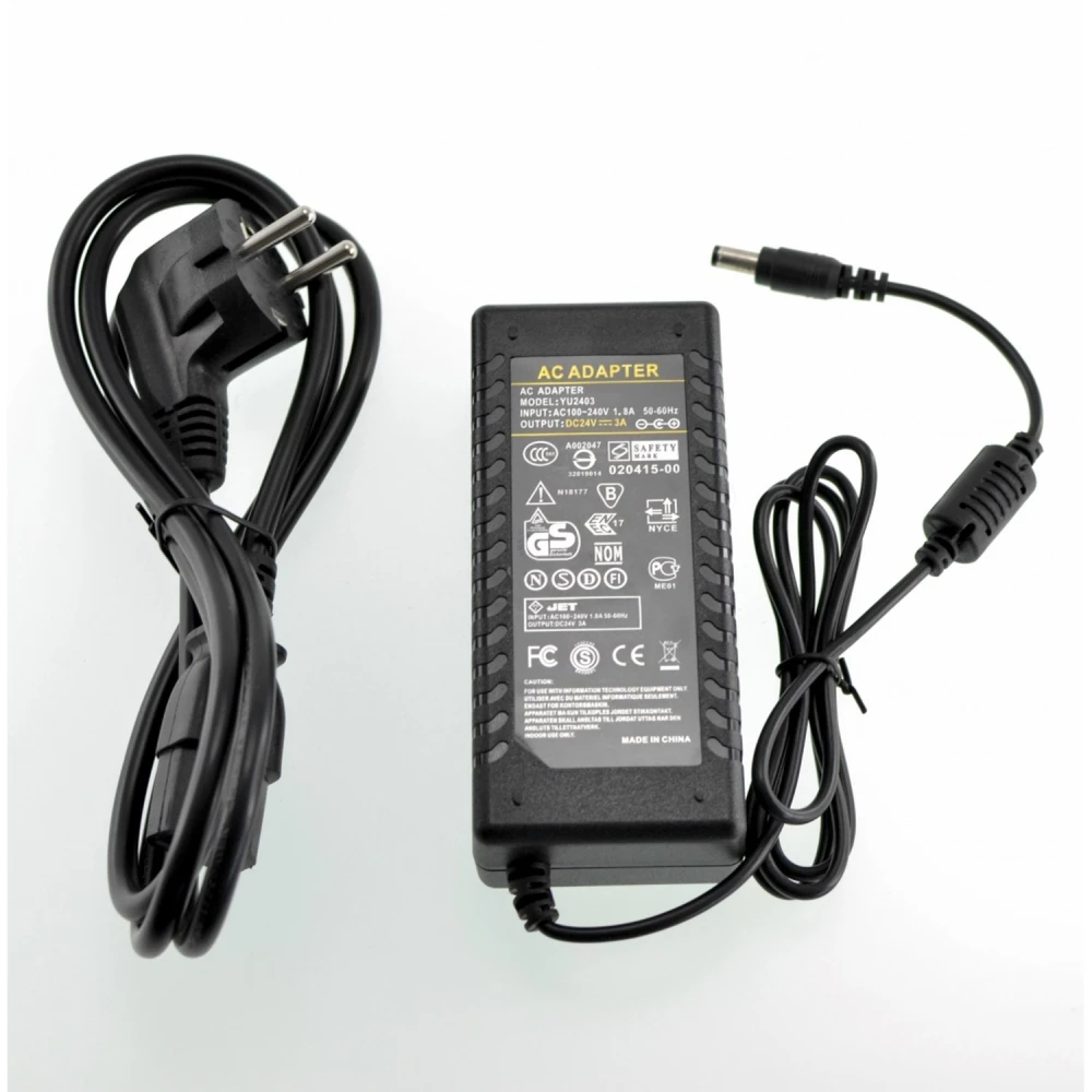 24V 3A Netzteil mit 5,5mm Stecker für LED-Streifen und LCD-Monitore