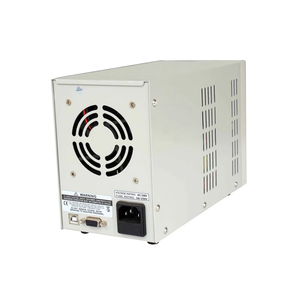Detalle de conexiones USB y RS232 en fuente Mlink PPS3005