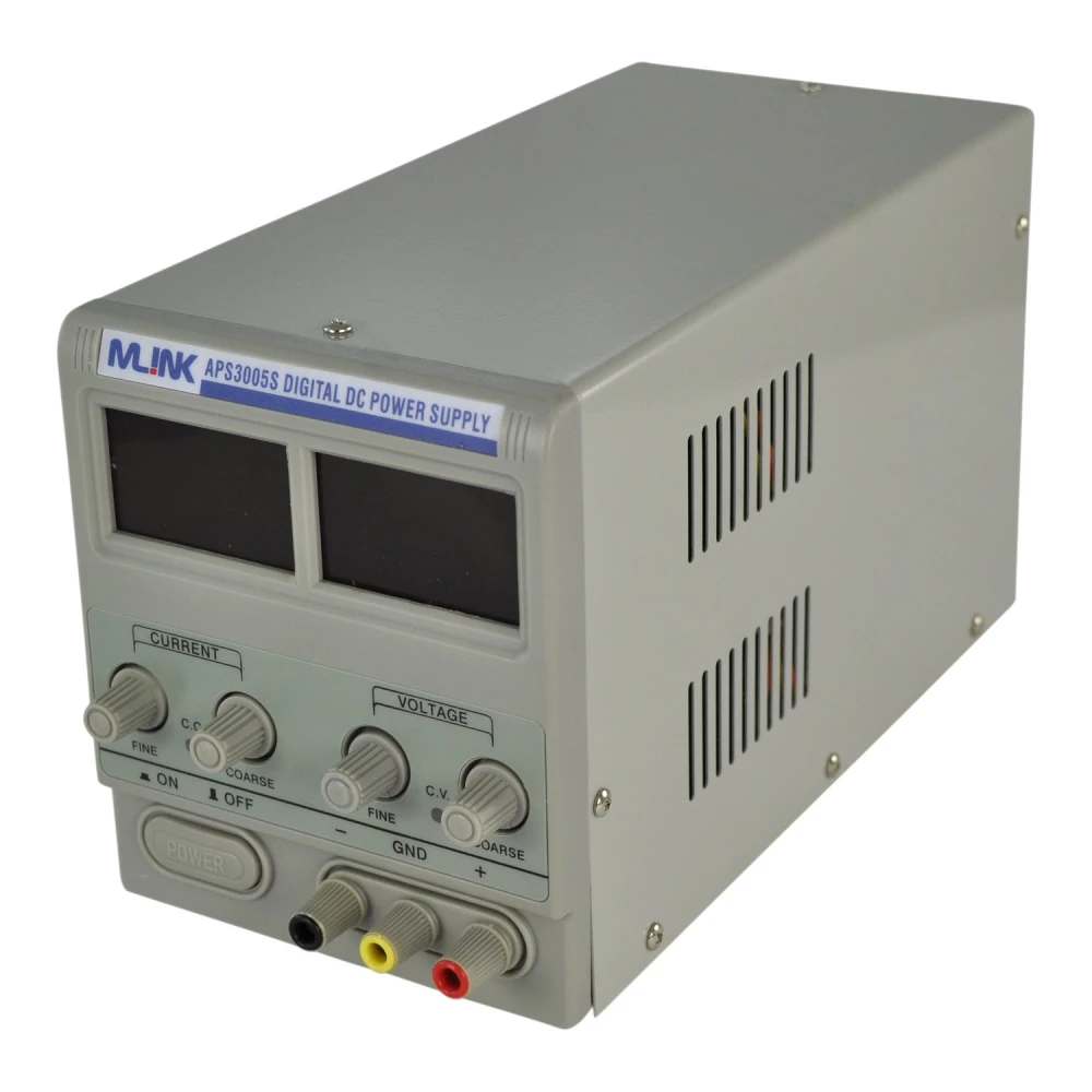 Vista lateral de la fuente alimentación regulable 30V 5A Mlink APS3005S