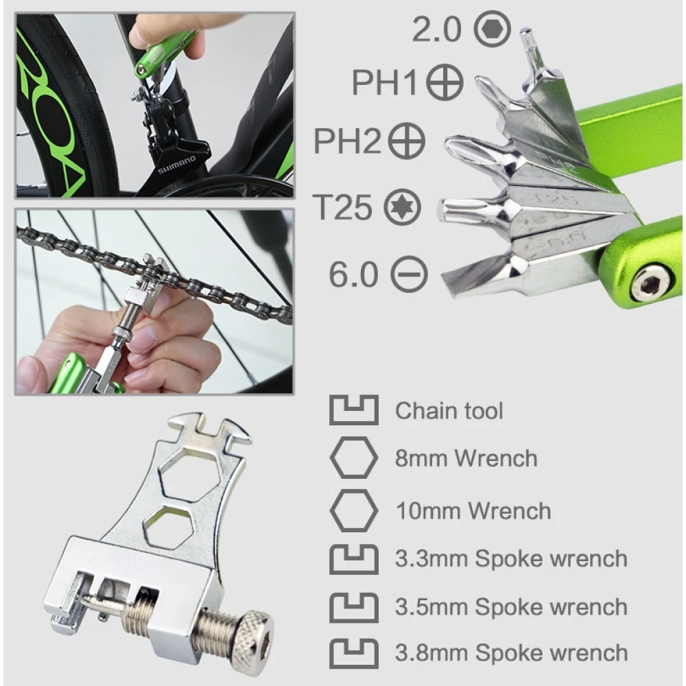 11-in-1 Multifunktionswerkzeug JM-PJ1001 für Fahrrad und Motorrad