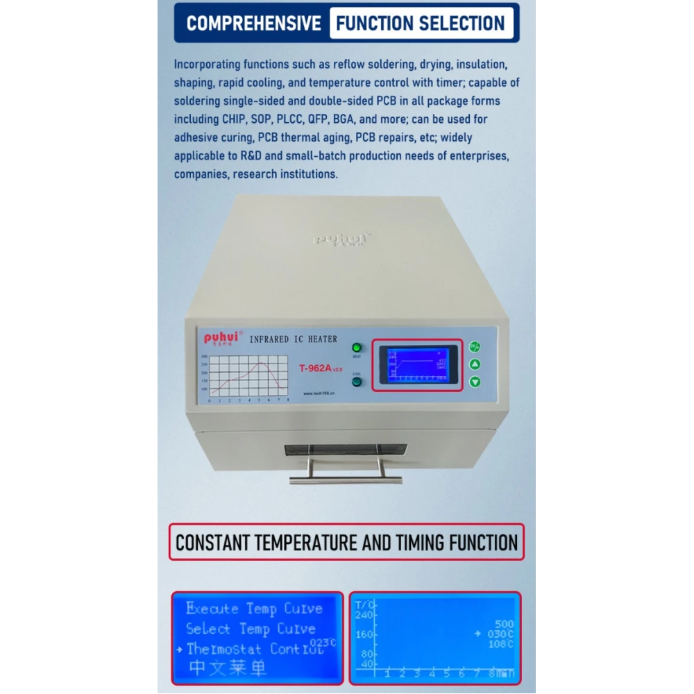T-962A Puhui V2.0 Infrarot-Reflow-Ofen für SMD und BGA