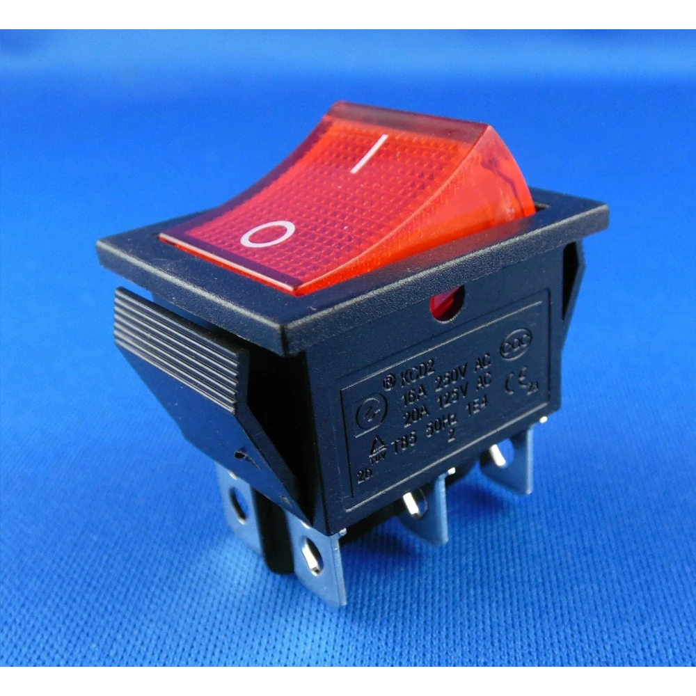 Roter Wippschalter mit Neon 6 Pins KCD4 von satkit