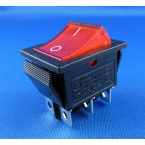 Roter Wippschalter mit Neon 6 Pins KCD4 von satkit