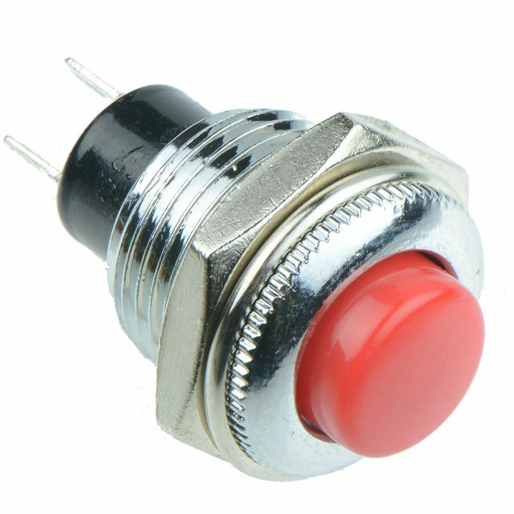 Runder roter Metall-Taster ON/OFF für Elektronikprojekte