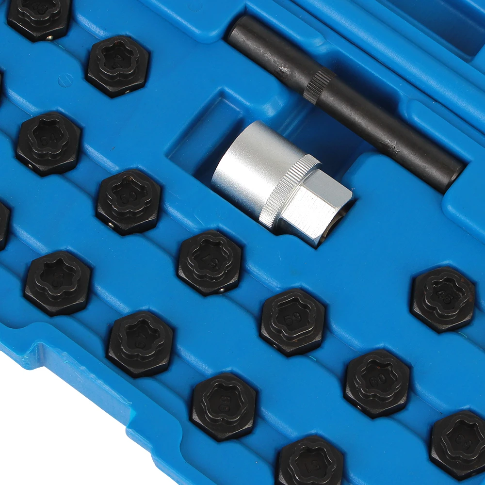 Herramienta desmontaje tornillos antirrobo BMW con llaves especiales