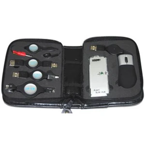 satkit USB-Reise-Set mit Maus und 4-Port-USB-Hub für Laptop