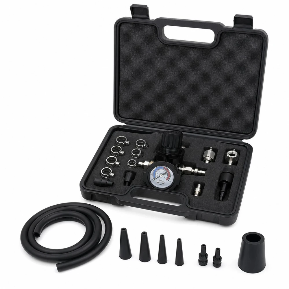 Turbolader-Leckprüfer-Set 9-teilig mit Manometer Turbo-Drucktest