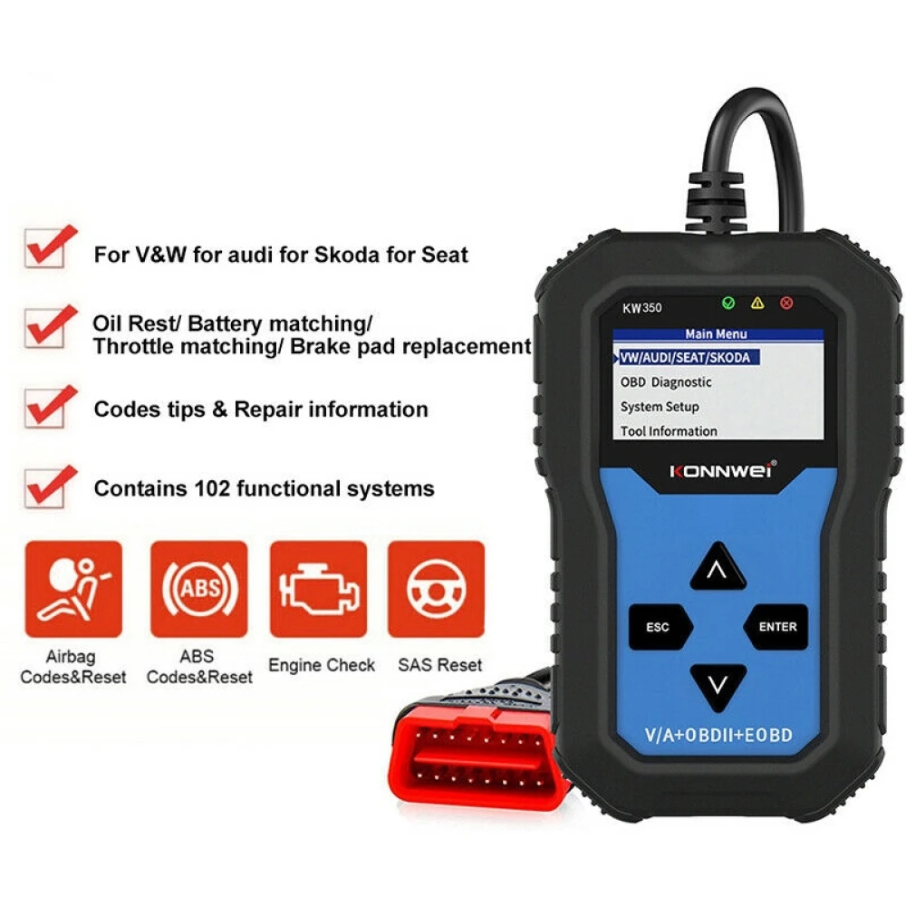 Konnwei KW350 Diagnosegerät für das komplette System für VW Audi Seat Skoda