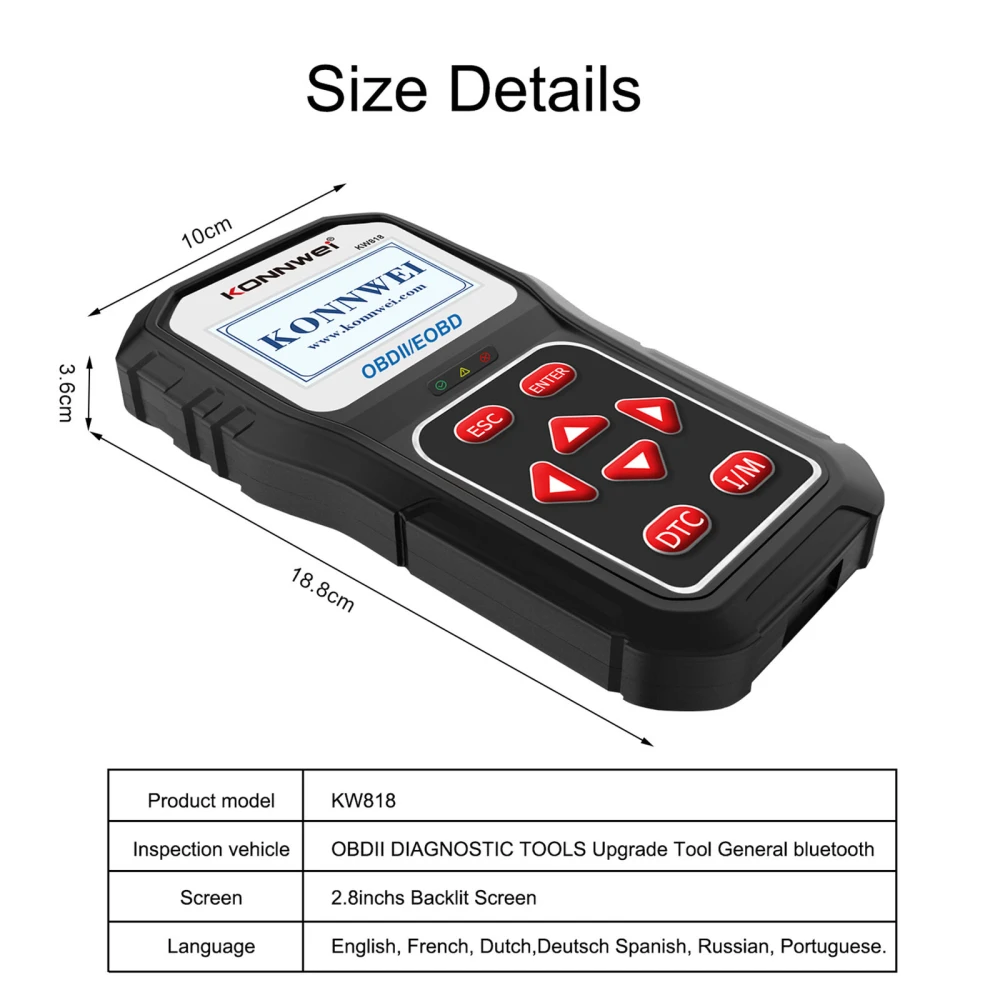 KONNWEI KW818 OBD2-Scanner: OBDII-Code-Leser ab 1996