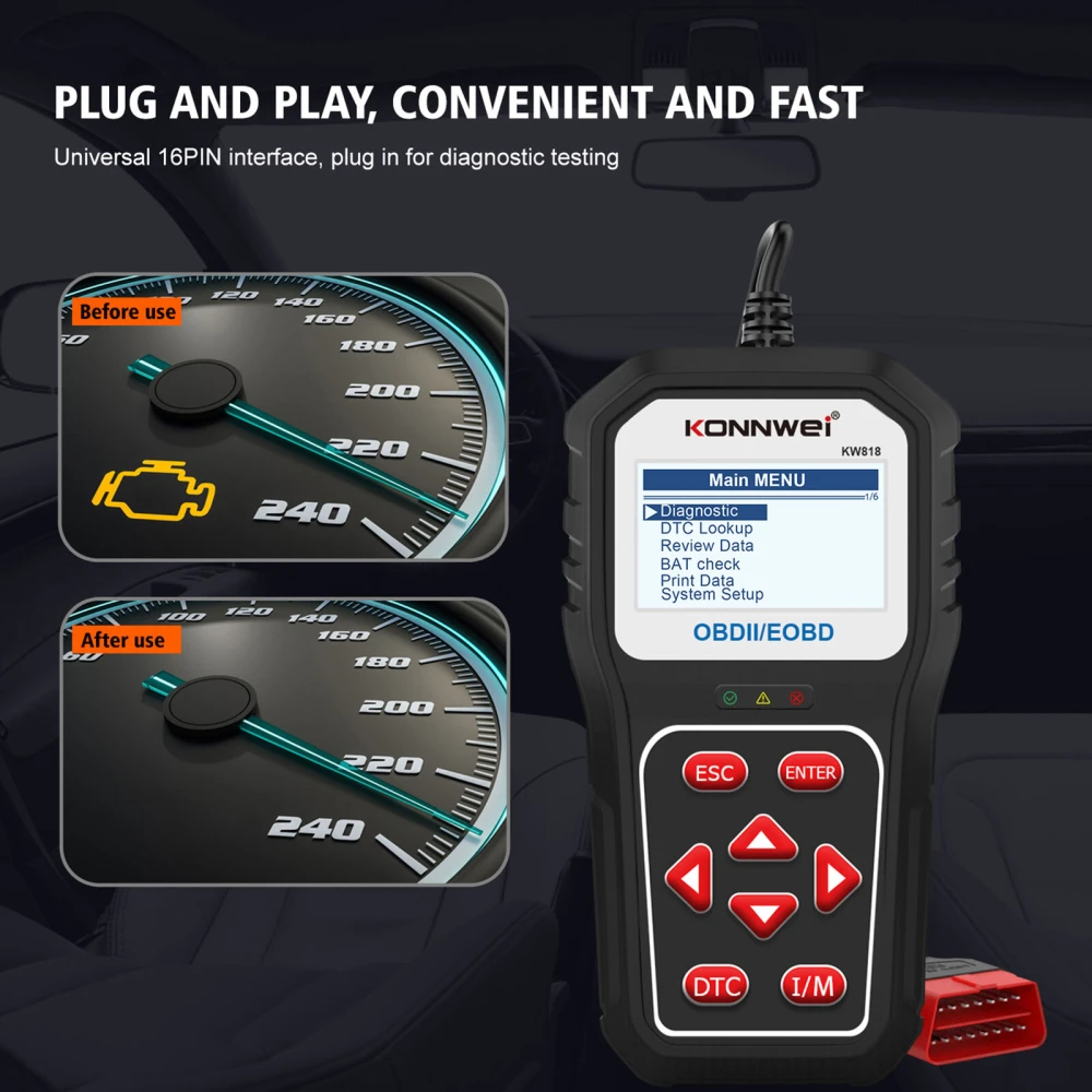 KONNWEI KW818 OBD2-Scanner: OBDII-Code-Leser ab 1996