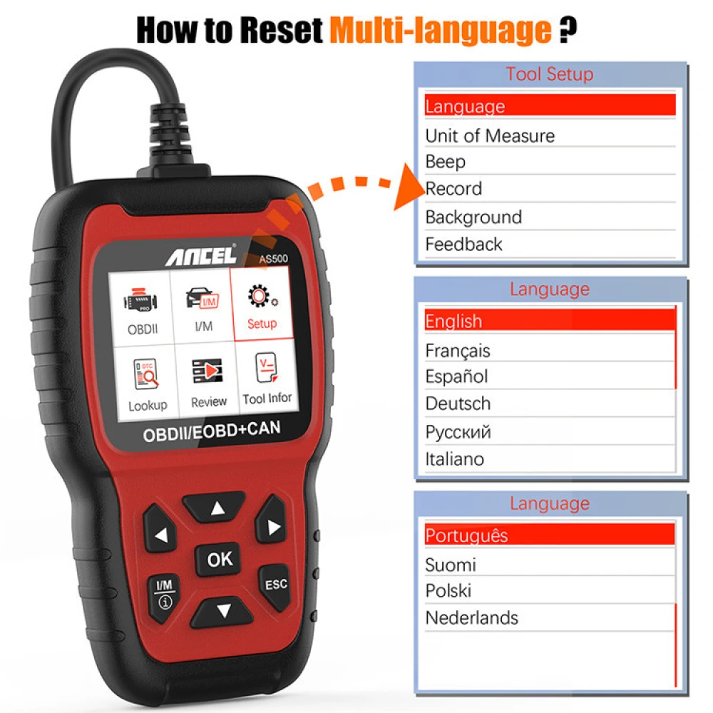 Ancel AS500 OBD2-Scanner Fahrzeug-Diagnosegerät