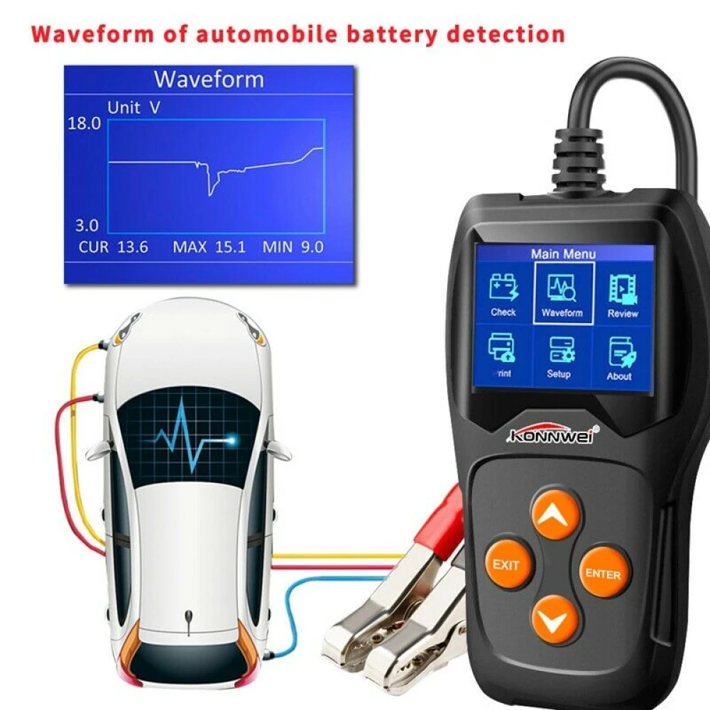 Konnwei KW600 12V Batterietester für Auto und Motorrad